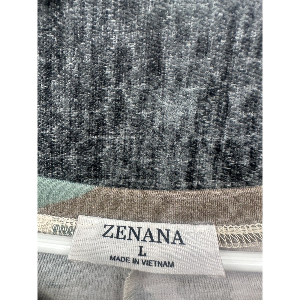 Zenana T Shirt Women Large Multicolor Camouflage Stretch Round Hem V Neck Summer - Picture 6 of 13